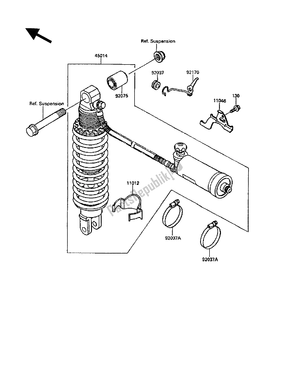 Tutte le parti per il Ammortizzatore del Kawasaki KR 1 250 1990