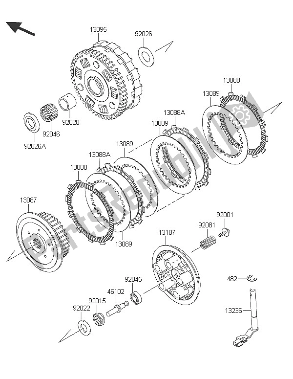 All parts for the Clutch of the Kawasaki Vulcan 900 Custom 2016