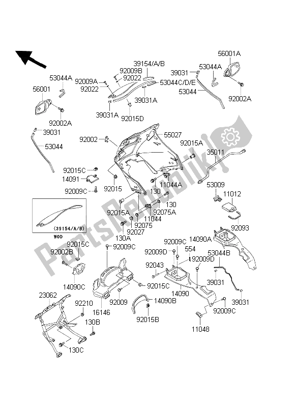 Toutes les pièces pour le Capot du Kawasaki 1000 GTR 2003