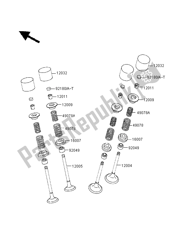 All parts for the Valve of the Kawasaki Ninja ZX 7R 750 1997