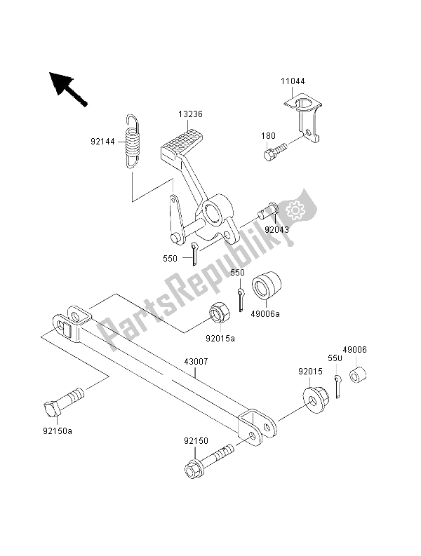 All parts for the Brake Pedal of the Kawasaki ZRX 1100 2000