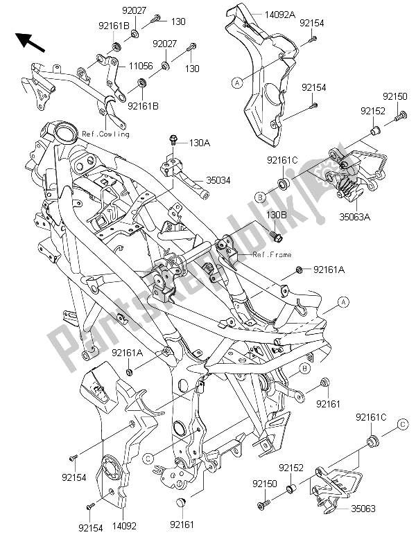 Todas las partes para Accesorios De Marco de Kawasaki Ninja 250 SL ABS 2015