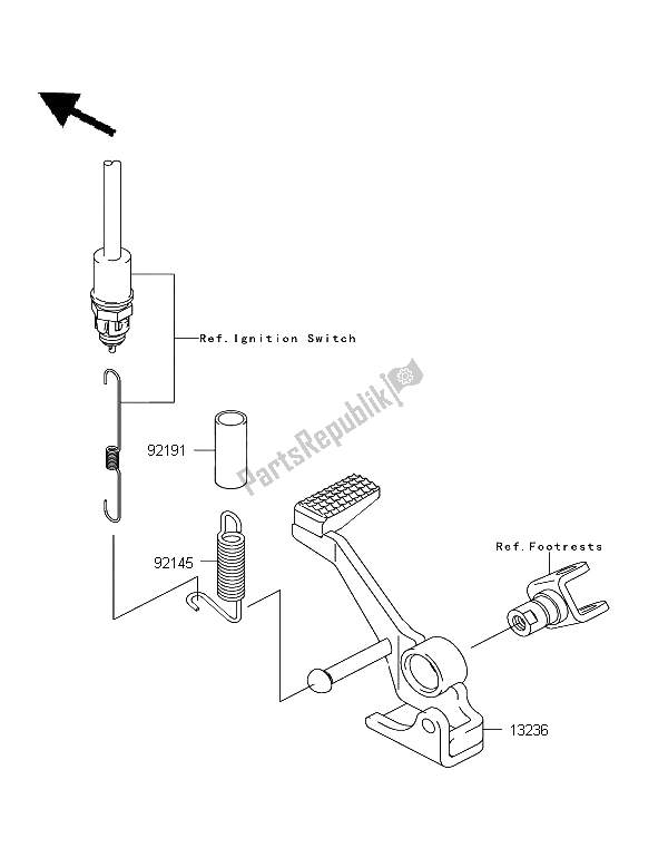 All parts for the Brake Pedal of the Kawasaki Z 750 2012