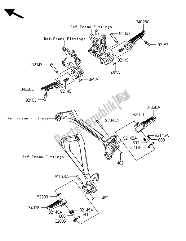 Tutte le parti per il Poggiapiedi del Kawasaki Ninja ZX 10R ABS 1000 2014