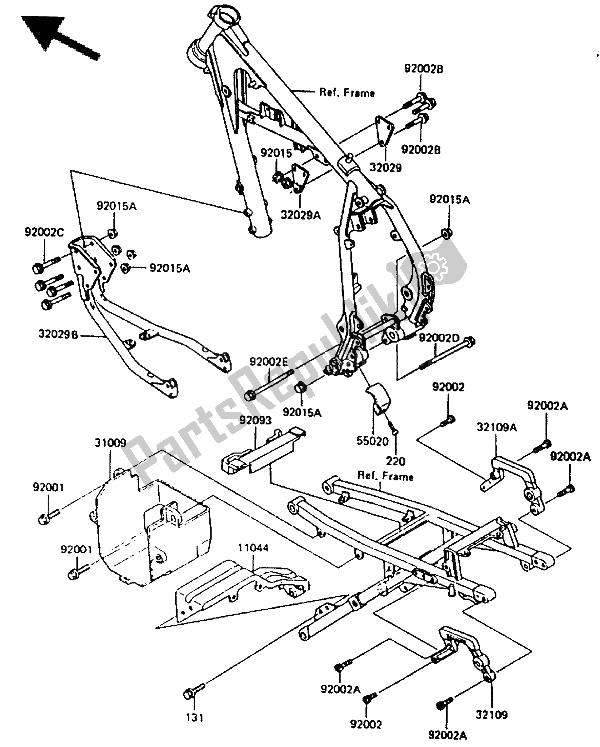 Alle onderdelen voor de Frame Passend van de Kawasaki KLR 600 1986