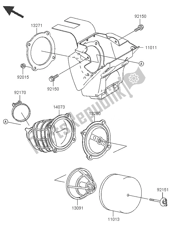 Alle onderdelen voor de Luchtfilter van de Kawasaki KX 65 2005