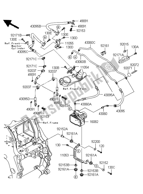 Toutes les pièces pour le Tuyauterie De Frein du Kawasaki ZZR 1400 ABS 2009