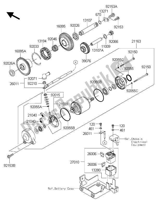 All parts for the Starter Motor of the Kawasaki 1400 GTR ABS 2015