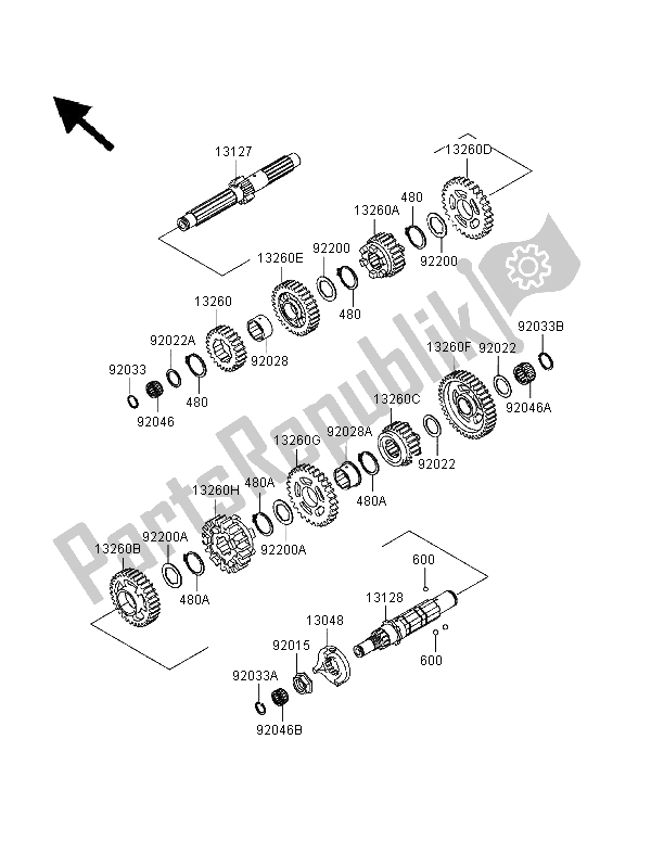 Tutte le parti per il Trasmissione (vnt50ae077438) del Kawasaki VN 1500 Classic Tourer 1999