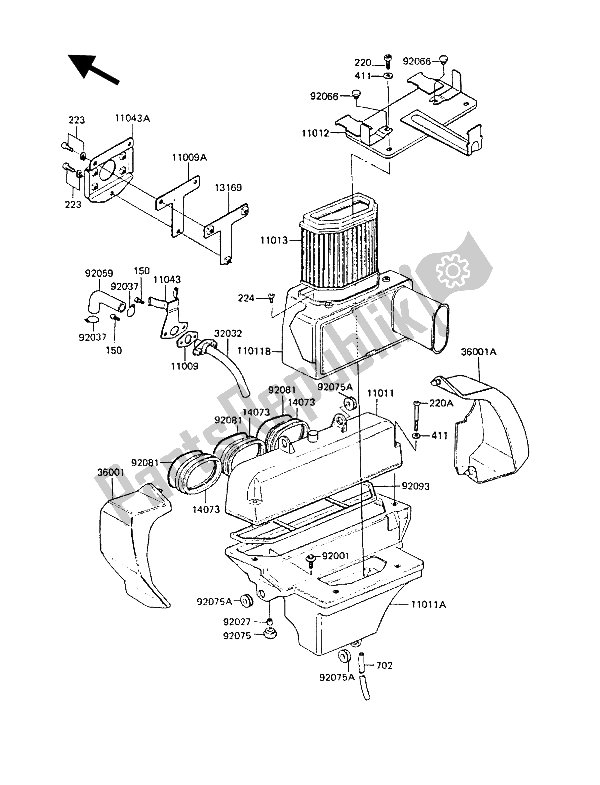 Tutte le parti per il Filtro Dell'aria del Kawasaki Z 1300 1986