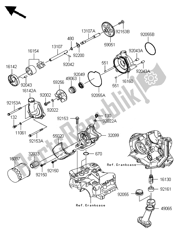 All parts for the Oil Pump of the Kawasaki Ninja ZX 6R 600 2007