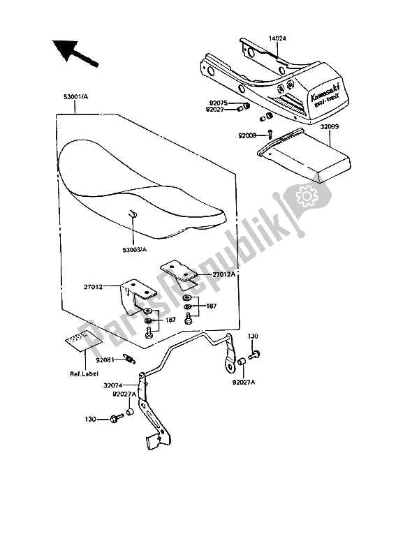 Alle onderdelen voor de Stoel van de Kawasaki GPZ 550 1988