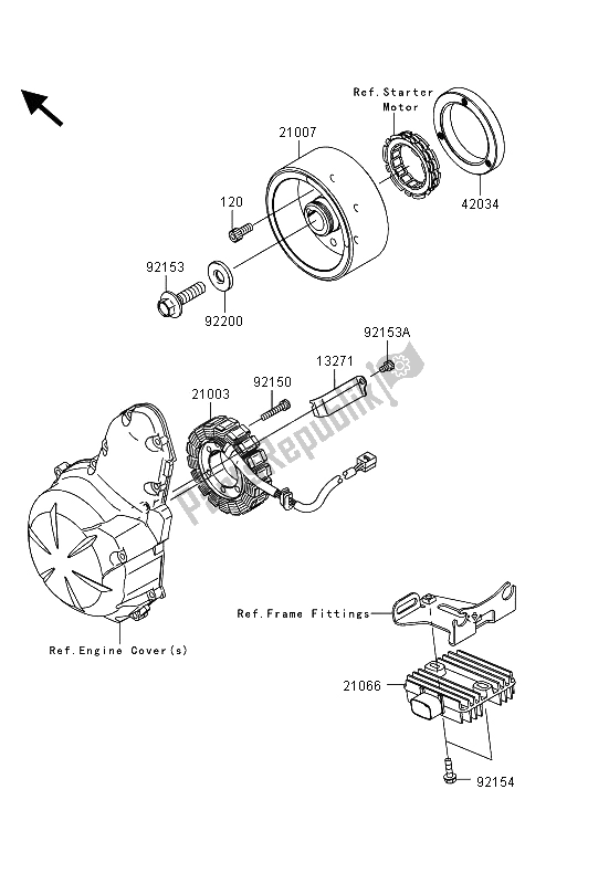 All parts for the Generator of the Kawasaki ER 6F ABS 650 2013