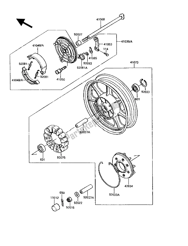 All parts for the Rear Hub of the Kawasaki VN 750 Twin 1988