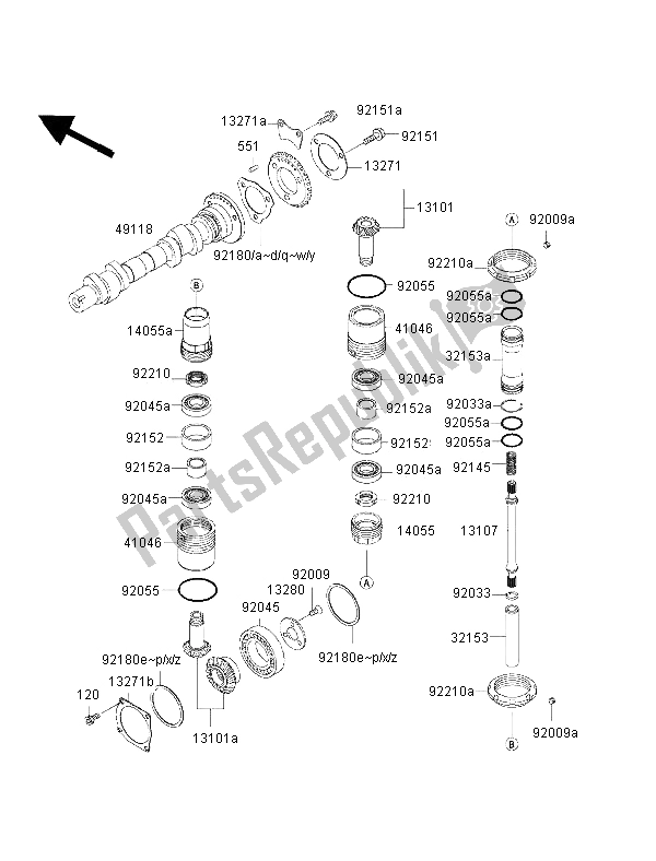 Tutte le parti per il Albero A Camme E Ingranaggi Conici del Kawasaki W 650 2002