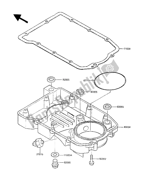 All parts for the Oil Pan of the Kawasaki GPZ 600R 1987