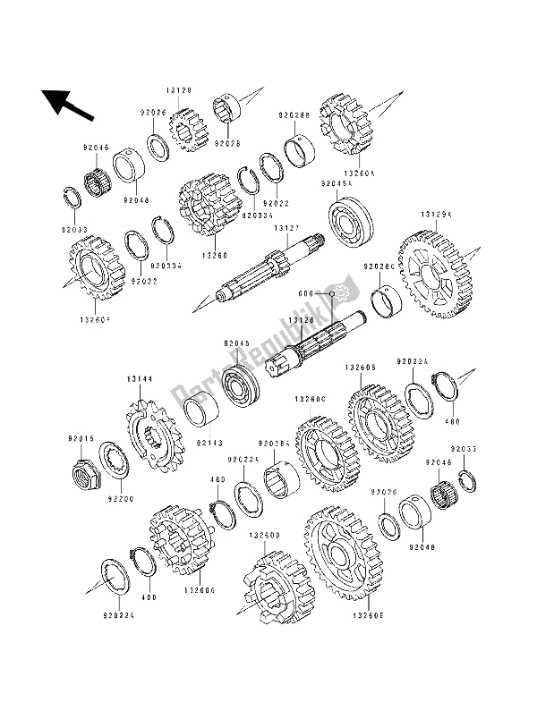 All parts for the Transmission of the Kawasaki ZZ R 600 1992