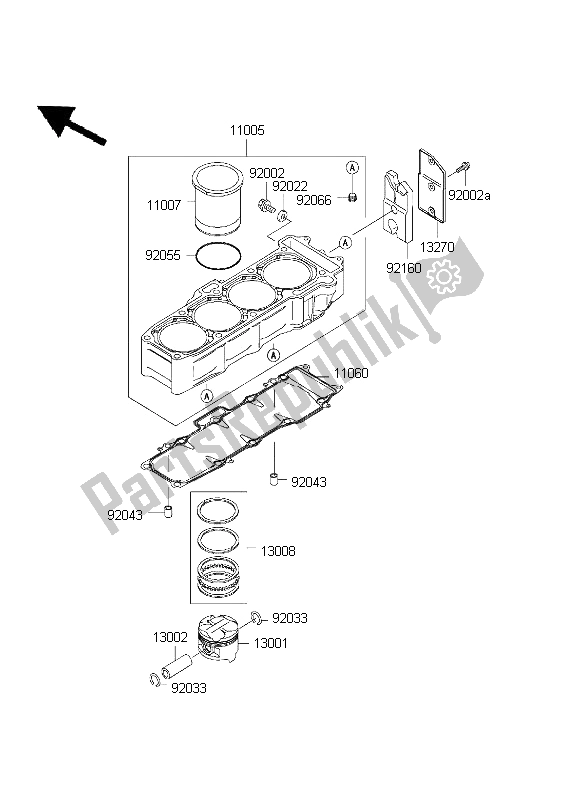 All parts for the Cylinder & Piston of the Kawasaki Ninja ZX 7R 750 2001
