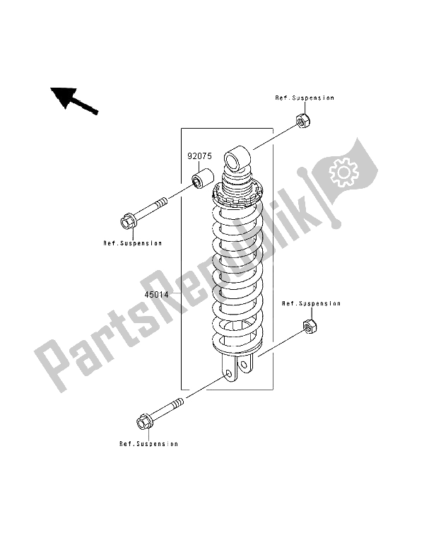 All parts for the Shock Absorber of the Kawasaki GPZ 500S 1998