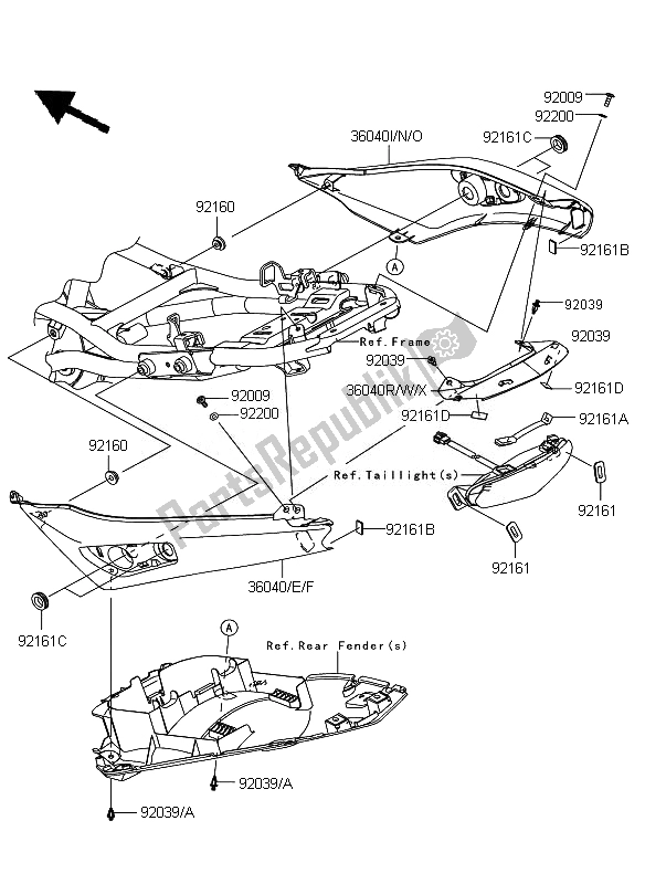 Alle onderdelen voor de Stoelhoes van de Kawasaki ER 6N 650 2011