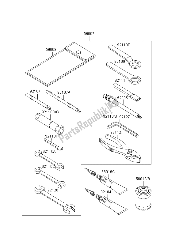 Alle onderdelen voor de Eigenaars Tools van de Kawasaki GPZ 1100 1995