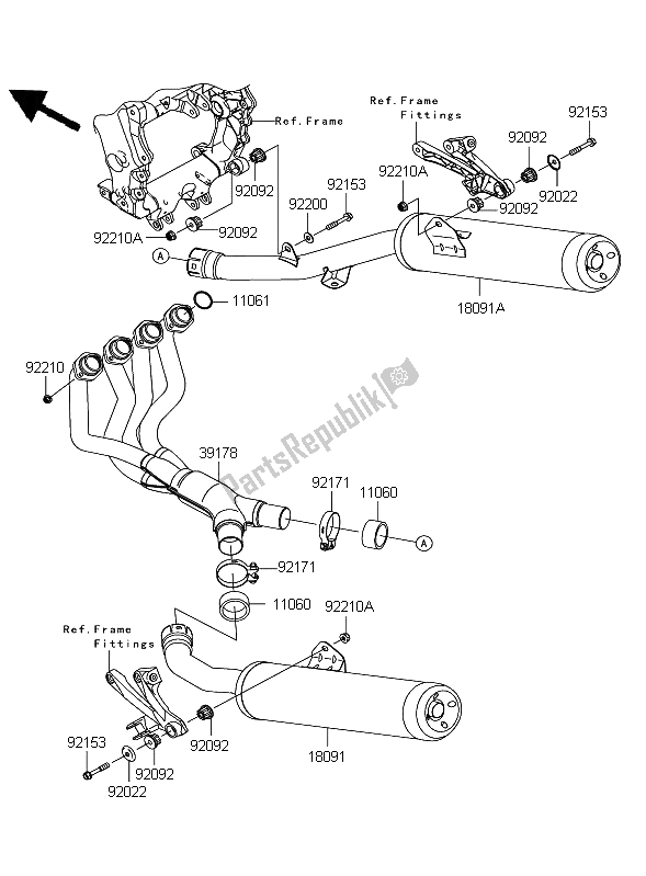 Alle onderdelen voor de Geluiddemper van de Kawasaki ZZR 1400 2006