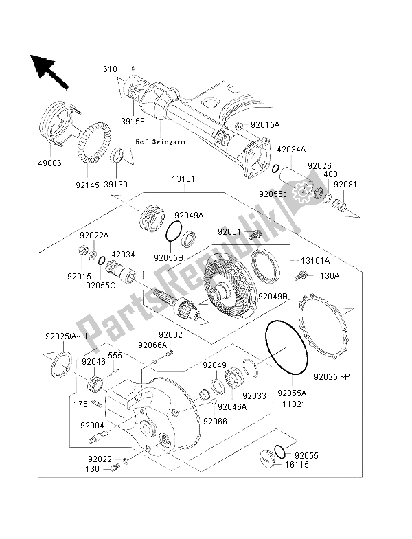 All parts for the Drive Shaft & Final Gear of the Kawasaki VN 1500 Classic FI 2000