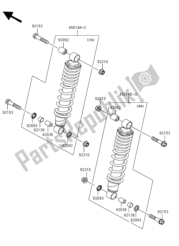 All parts for the Shock Absorber of the Kawasaki KVF 750 4X4 2009