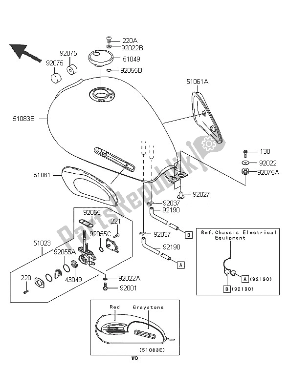 Wszystkie części do Zbiornik Paliwa Kawasaki W 650 2005