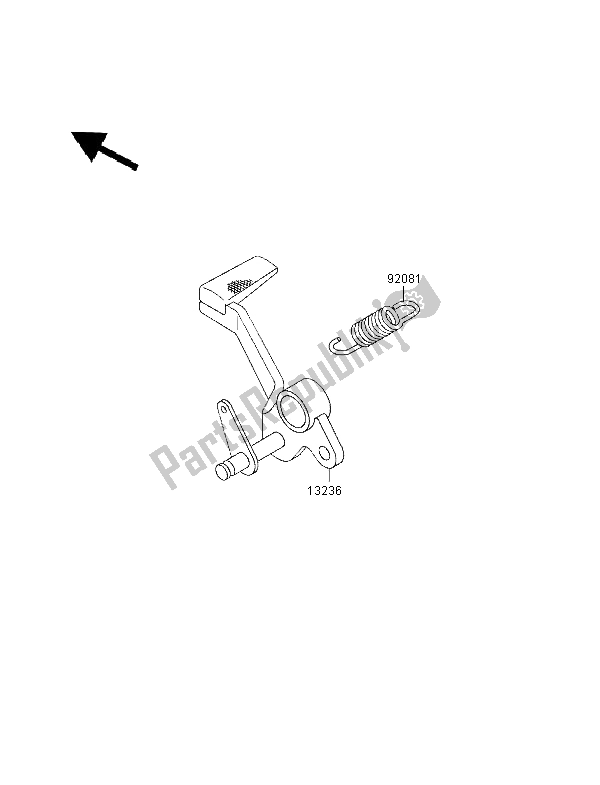 All parts for the Brake Pedal of the Kawasaki GPZ 1100 1998