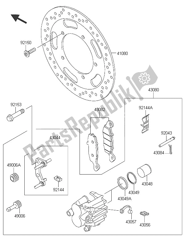 All parts for the Front Brake of the Kawasaki Vulcan 900 Custom 2016