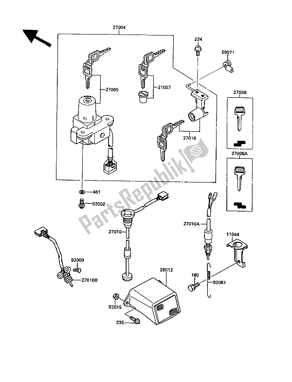 Tutte le parti per il Interruttore Di Accensione del Kawasaki KR 1 250 1989