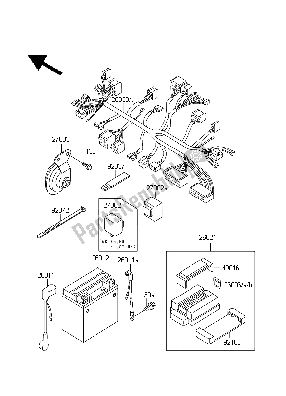 Toutes les pièces pour le Châssis équipement électrique du Kawasaki ZR 7 750 1999