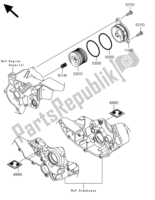 Alle onderdelen voor de Oliefilter van de Kawasaki KFX 450R 2014