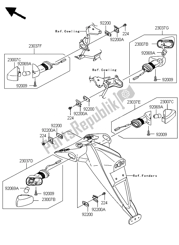 Tutte le parti per il Indicatori Di Direzione del Kawasaki Z 750 2010
