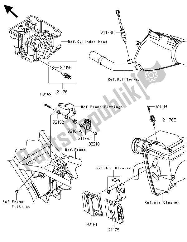 All parts for the Fuel Injection of the Kawasaki KLX 250 2014