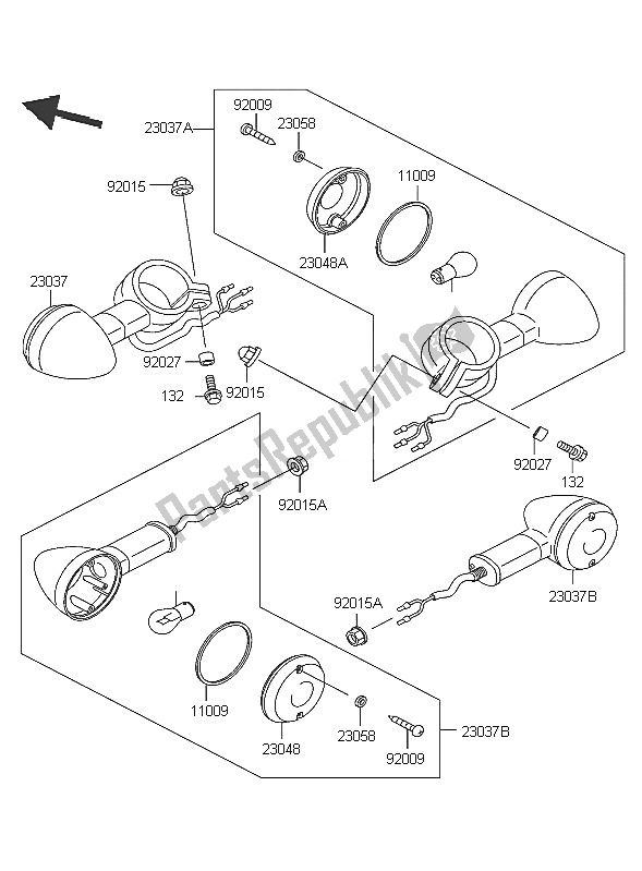 All parts for the Turn Signals of the Kawasaki Eliminator 125 2005