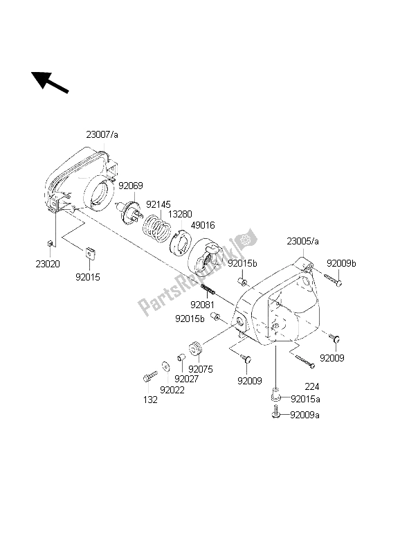 Alle onderdelen voor de Koplamp van de Kawasaki KVF 650 2002