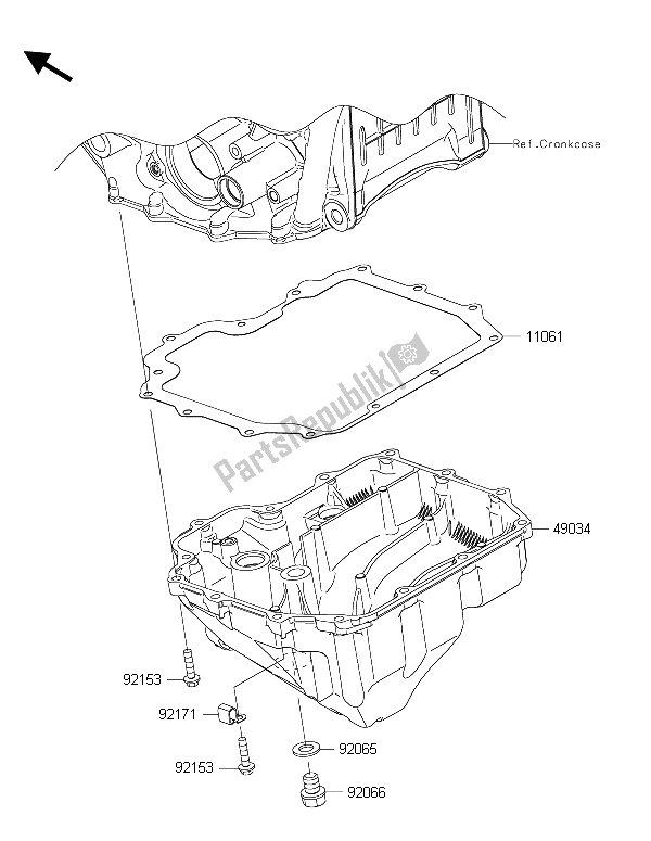 All parts for the Oil Pan of the Kawasaki Ninja ZX 10R 1000 2015