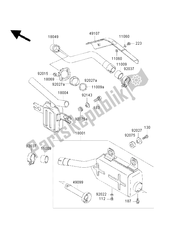 All parts for the Muffler of the Kawasaki KLF 300 4X4 2000