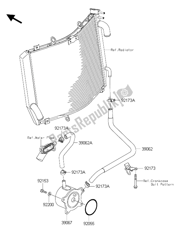 All parts for the Oil Cooler of the Kawasaki ZZR 1400 ABS 2015