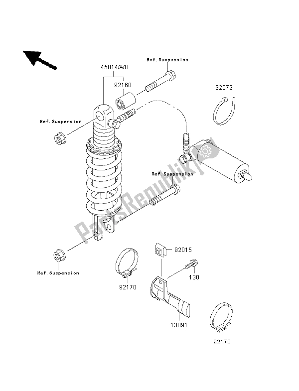 All parts for the Shock Abosrber of the Kawasaki Ninja ZX 6R 600 1995