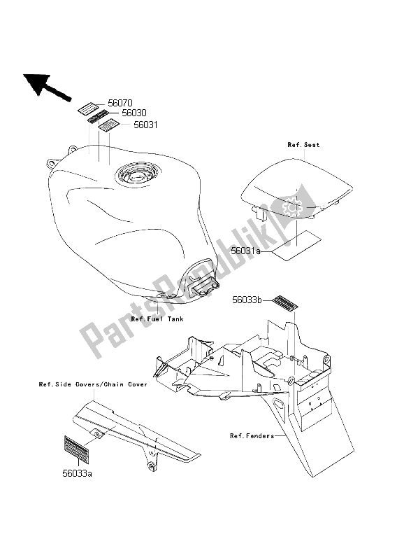 All parts for the Labels of the Kawasaki Ninja ZX 9R 900 2001