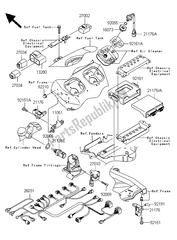 All parts for the Fuel Injection of the Kawasaki Ninja ZX 12R 1200 2006