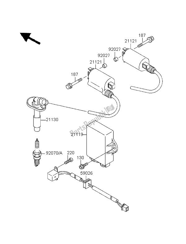 All parts for the Ignition System of the Kawasaki EL 252 1996