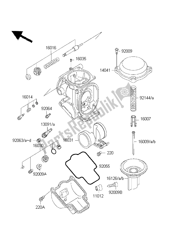 Alle onderdelen voor de Carburateur Onderdelen van de Kawasaki ZZ R 600 1999