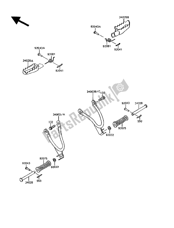 Toutes les pièces pour le étape du Kawasaki KMX 200 1991