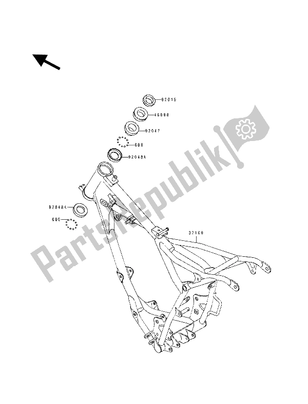 Todas as partes de Quadro, Armação do Kawasaki KX 60 1993