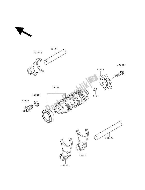 Tutte le parti per il Tamburo Cambio E Forcella / E Cambio del Kawasaki Estrella 250 1994