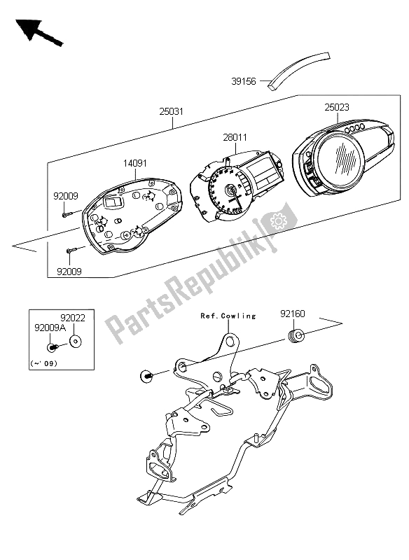 All parts for the Meter of the Kawasaki Z 750 ABS 2008